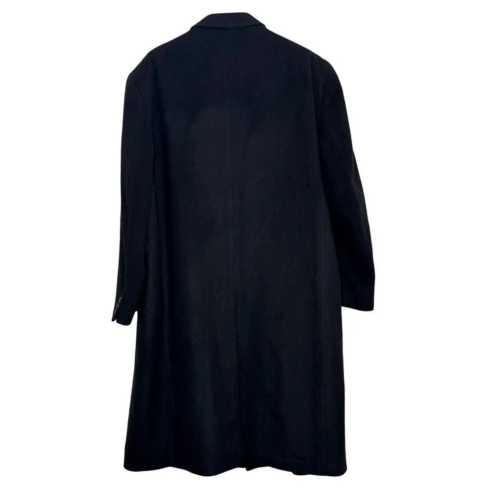 di Silver Wool Cashmere Overcoat 56R Black Mens Topcoat Big Tall Italy Fabric